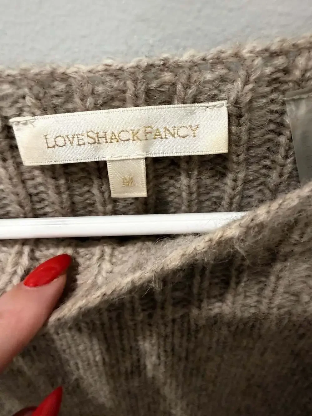 LoveShackFancy Rosie Baby Alpaca Pullover Sweater Tan Medium